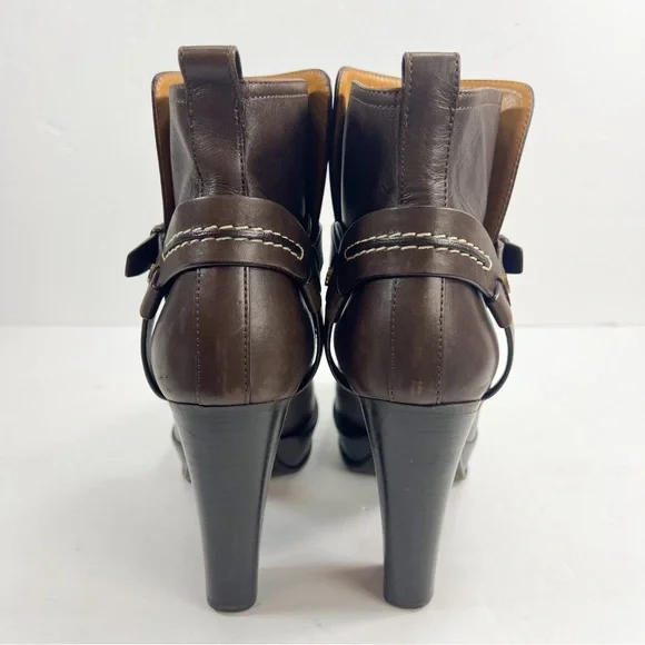 Ralph Lauren Collection Purple Label Heeled Booties Brown Leather size 6.5 - Picture 8 of 16